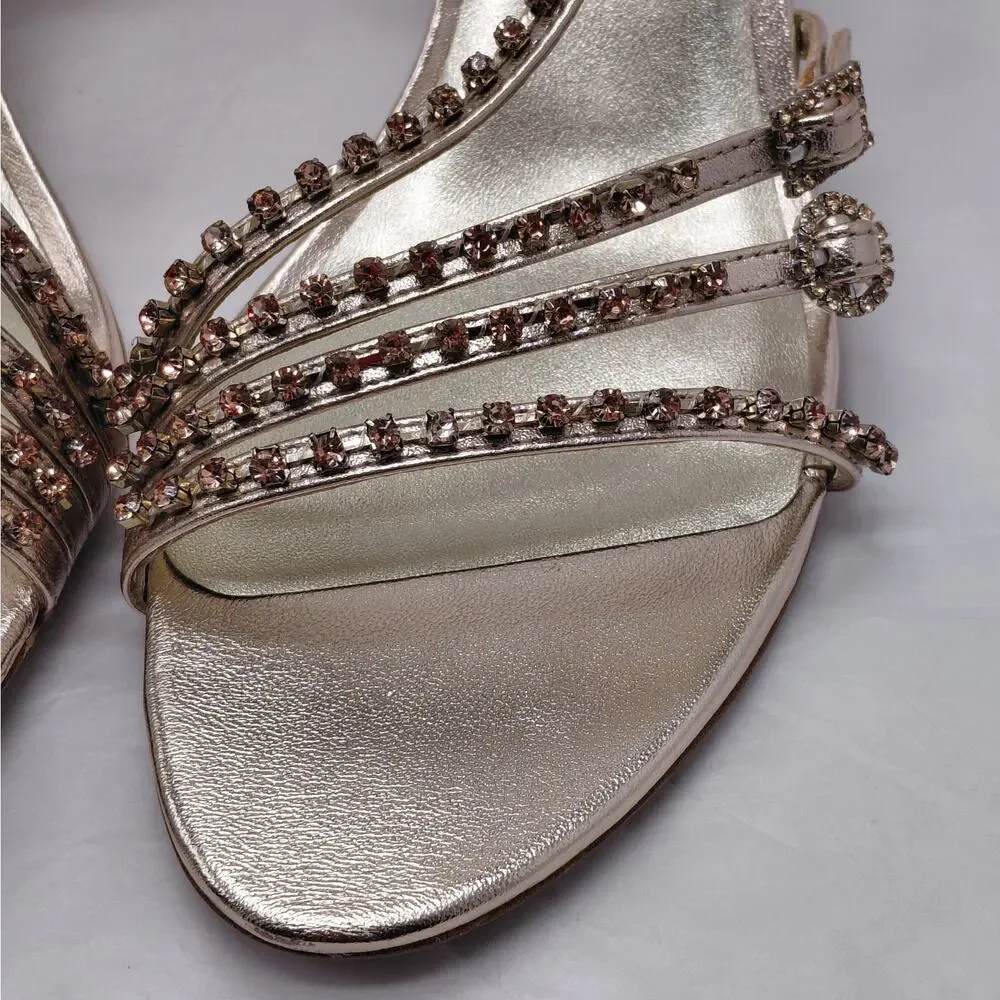 Kate Spade Heels Sandals Size 10 Rose Gold Rhinestone Evening Wedding Party